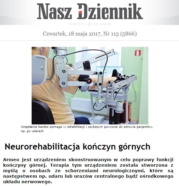 Armeo – neurorehabilitacja kończyn górnych